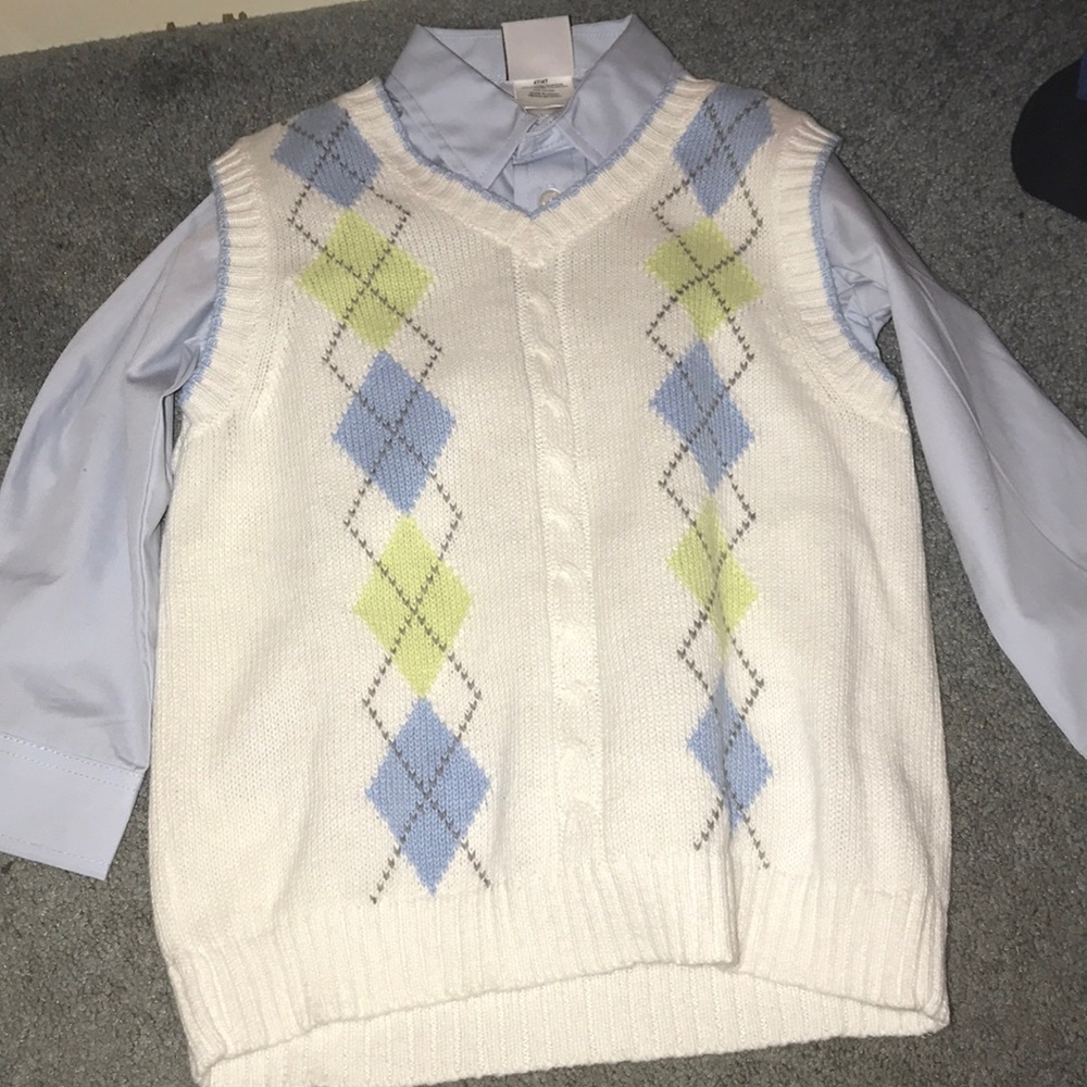 Boys 4T dress shirt and sweater holiday Easter